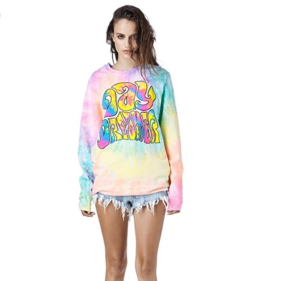 NEW UNIF Daydreamer trippy tie-dye crewneck unisex sweatshirt Size Large - Picture 2 of 7